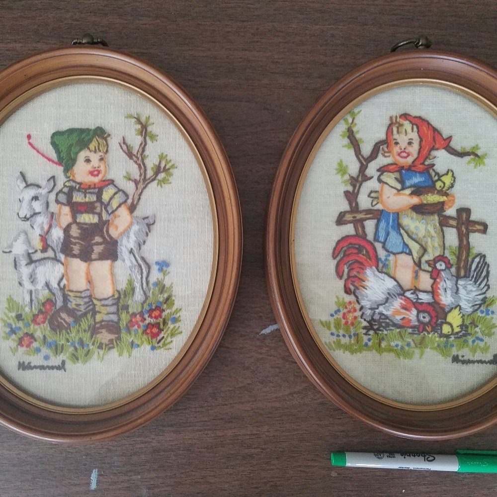 Vintage Crewel Kids set of 2